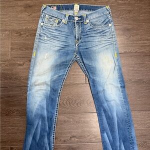True Religion Ricky super T Light Blue Straight Jeans 36